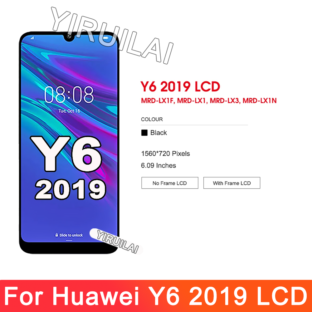 Pantalla LCD de 6,09 pulgadas para Huawei Y6 /Y6 pro MRD-LX1F reemplazo de la pantalla táctil con marco para Honor 8A JAT-LX1/LX3 LCD