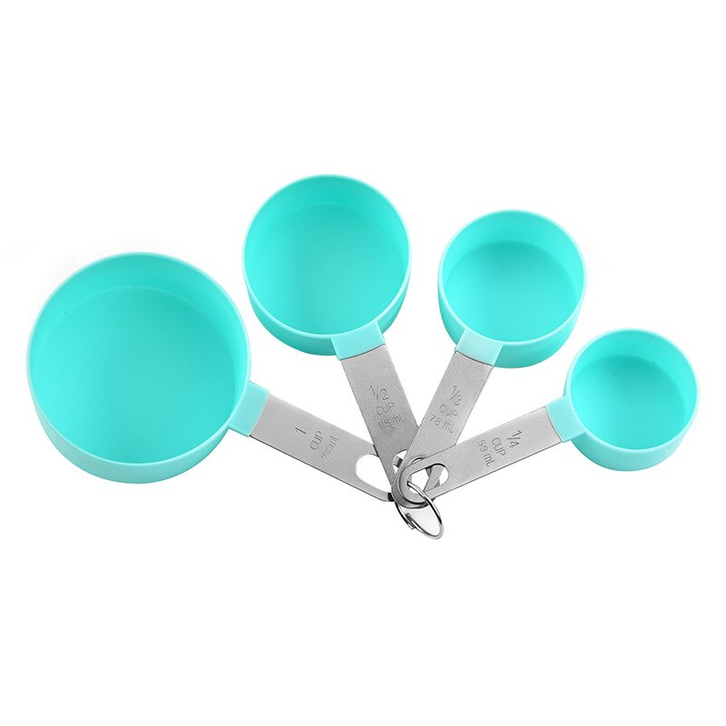 Stainless Steel Handle Measuring Spoon Plastic Measuring Cup 8 Piece Set With Graduated Measuring Spoon Set Baking Tool ZB824: blue cup