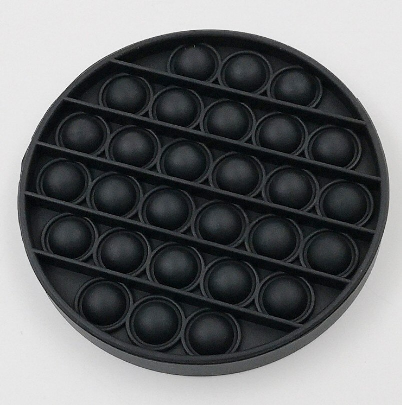 Round Silicone Push Pop Bubble Fidget Sensory Toy Stress Reliever Extrusion Game Educational STEM Playing Board Anxiety Relief: black