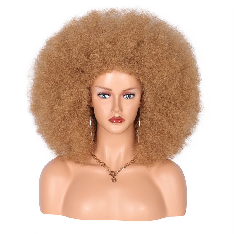 Kalyss 16 Inches Afro Kinky Curly Wigs for Black Women Short Large Bouncy Curly Wigs Soft Premium Synthetic Hair Wigs: TT4 BLONDE