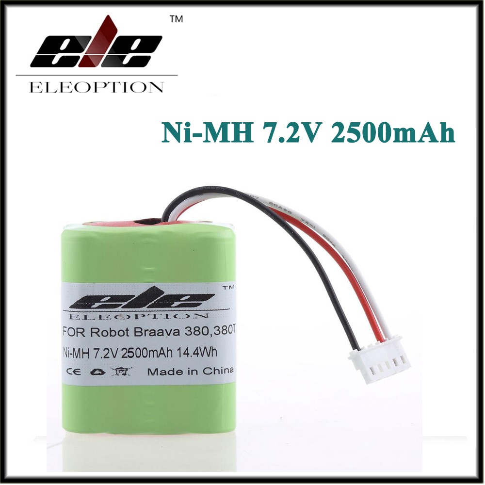 Eleoption 2.5Ah 2500 mah Ni-Mh 7.2 v Oplaadbare Batterij voor iRobot Roomba Braava 380 380 t