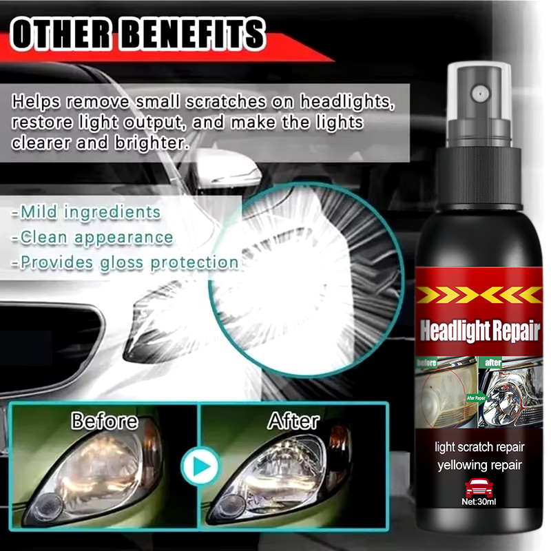 Headlight Repair Spray for Car Refurbishment Anti-Oxidation Coating Car Lamp Polishing Agent Scratch Restoration Dirt Clean