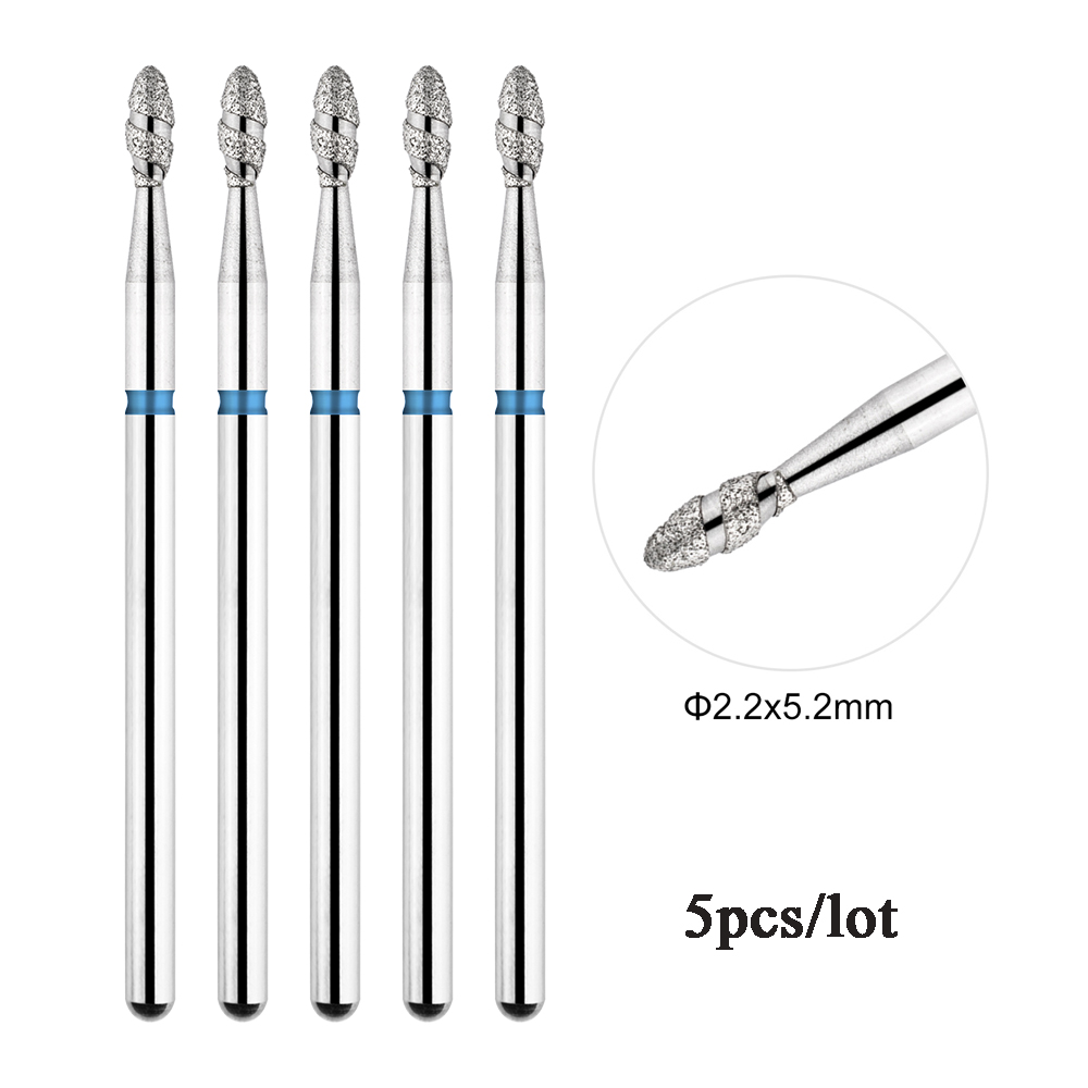 5 unids/lote brocas de diamante para uñas Tornado llama cutícula broca Pro brocas de archivo eléctrico ruso para manicura y pedicura de uñas 3/32'': Crema