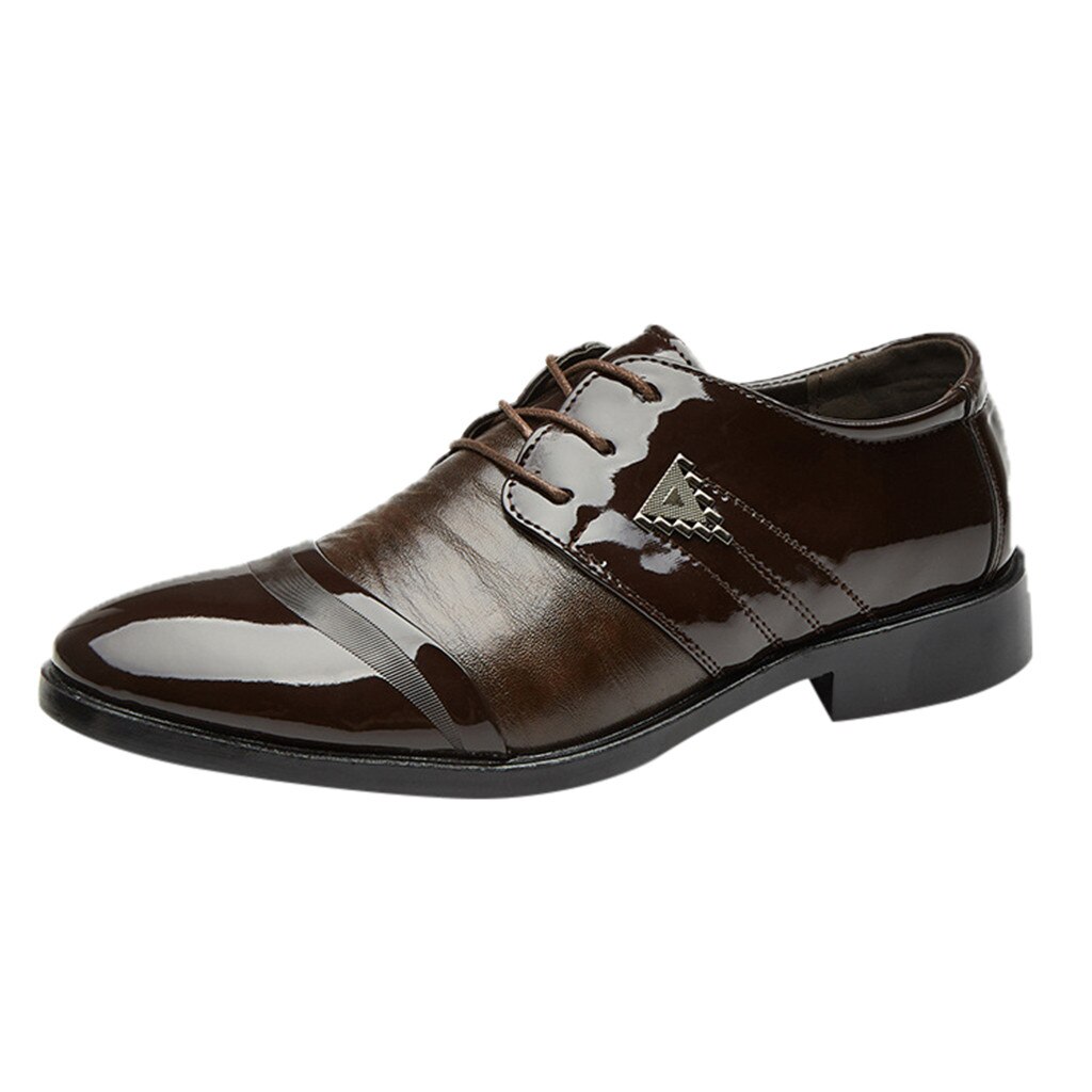 Zapatos de cuero de negocios a la para hombre, zapatos informales de encaje con punta estrecha, zapatos de traje para hombre