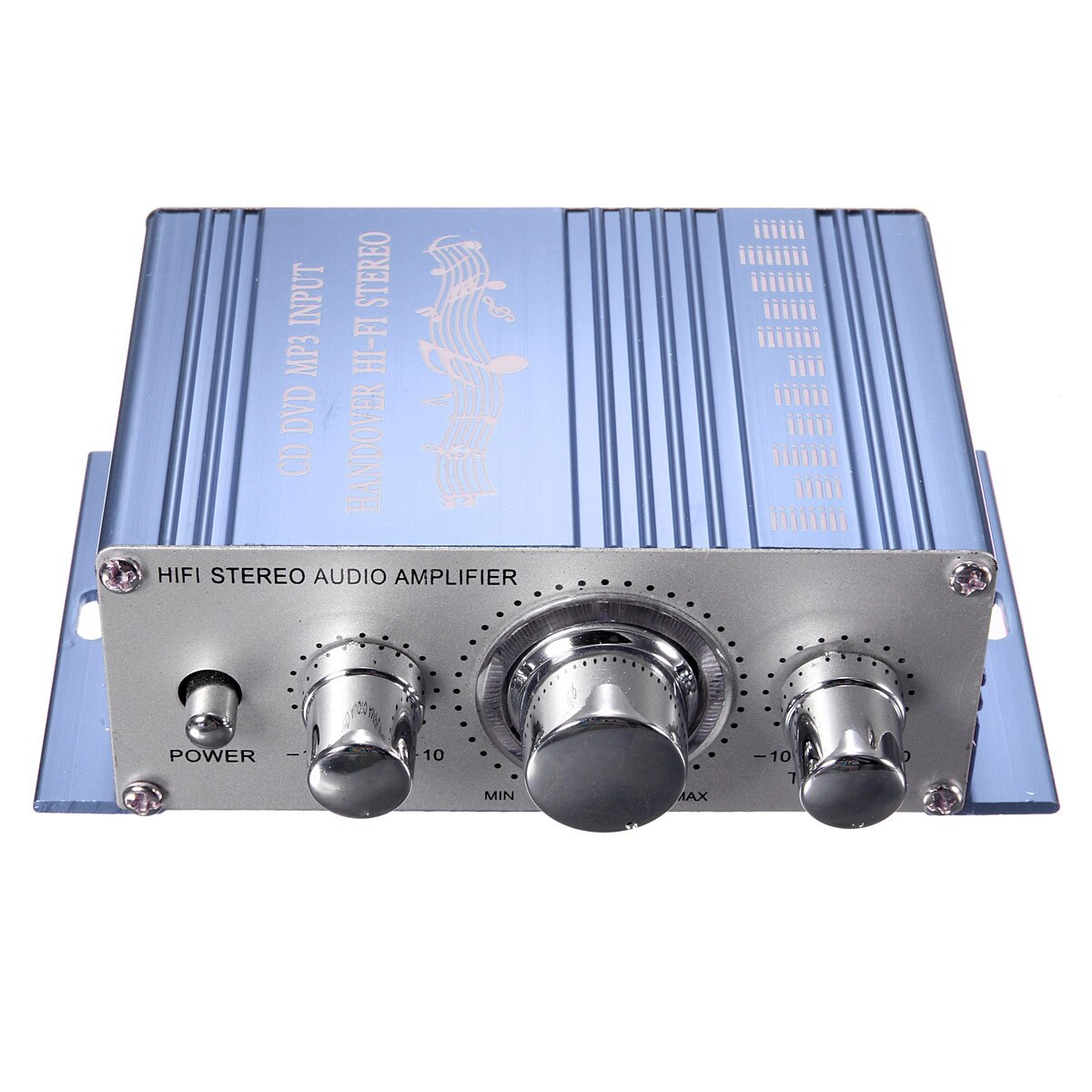 Mini Car Amplifier Motorcycle Home Boat Auto Stereo Audio Amplifier 2 Channel Digital Hi-Fi Amp Support CD DVD MP3 Input: Blue