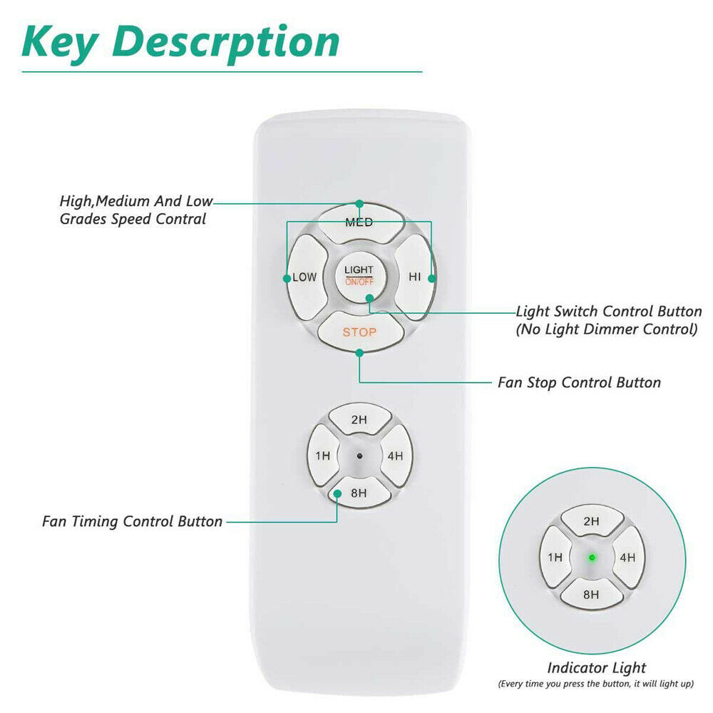 Universal Ceiling Fan Lamp Remote Control Kit 110-240v Timing Wireless Control Switch Adjusted Wind Speed Transmitter Receiver