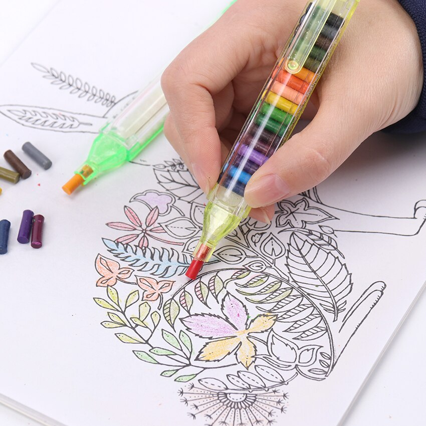 Crayones de colores Kawaii para niños, lápiz de cera para pintar, 20 colores, papelería,