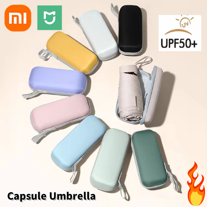 Xiaomi-Mini paraguas Ultra compacto con revestimiento negro, bolsillo portátil, sol, lluvia, doble uso, ligero, de viaje, para mujeres y hombres