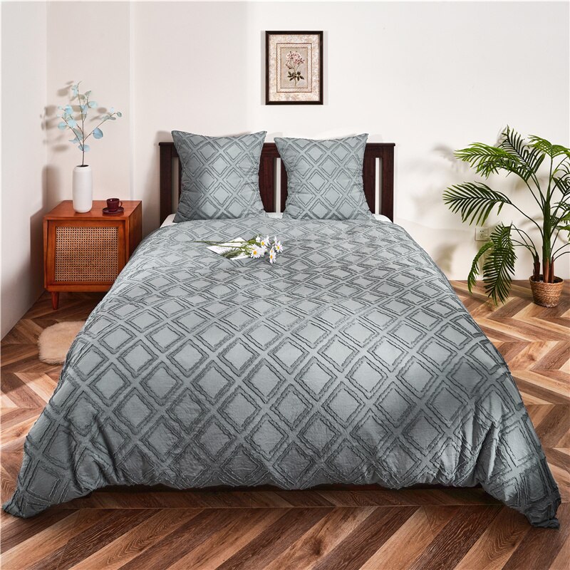 Duvet Cover Bedding Set with Pillowcases Household Winter Warmth Thick Bedding Set Single Double Queen King Size Quilt Cover: Light Grey / 220x240cm Set
