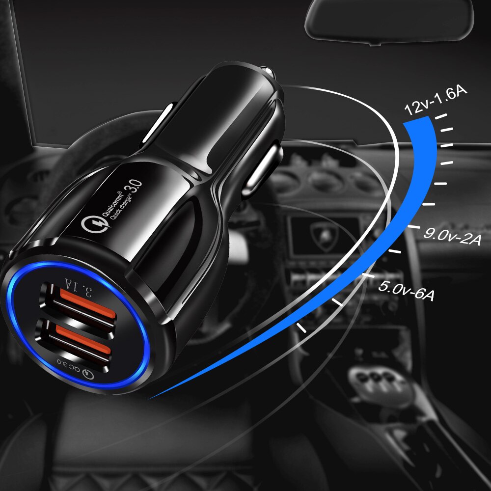 3.1A USB Auto Ladegerät Quick Charge QC 3,0 2 Port Dual USB Schnelle Ladekabel für Samsung Galaxy A10 M10 a30 A40 A50 A60 A70 M30