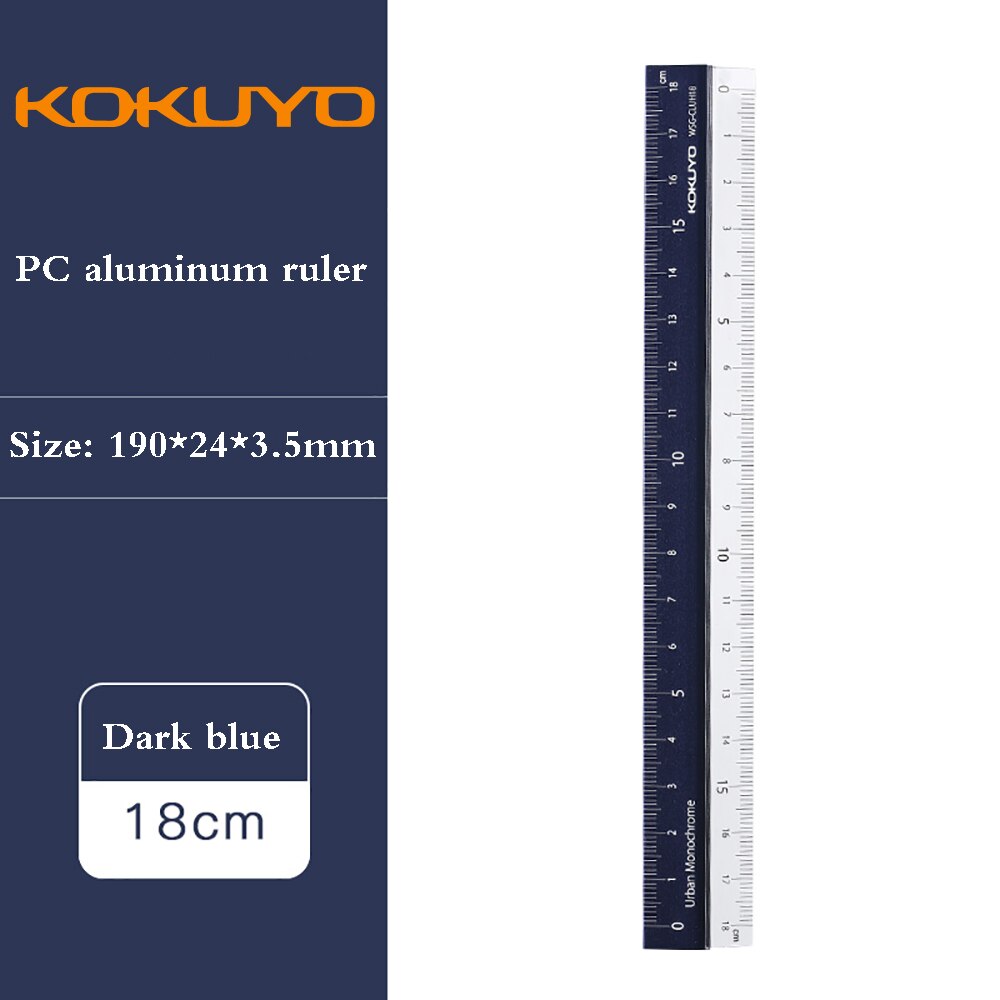 1Pcs Japan KOKUYO Campus Aluminum Ruler Art Office Measurement Portable Ruler Clear Translucent Plastic Ruler Durable 18cm: translucent blue