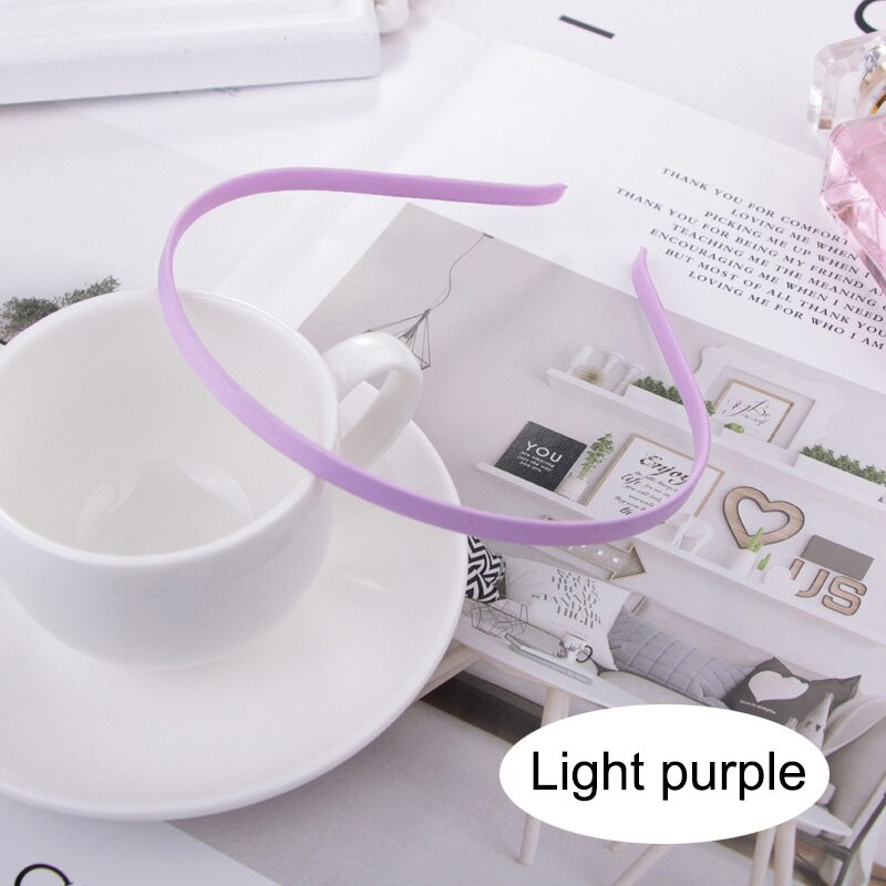 10 sztuk zwykły stałe 5MM satynowa pokryte żywicy Hairbands ze stali nierdzewnej pałąk akcesoria do włosów dla dorosłych dzieci prezent: light purple