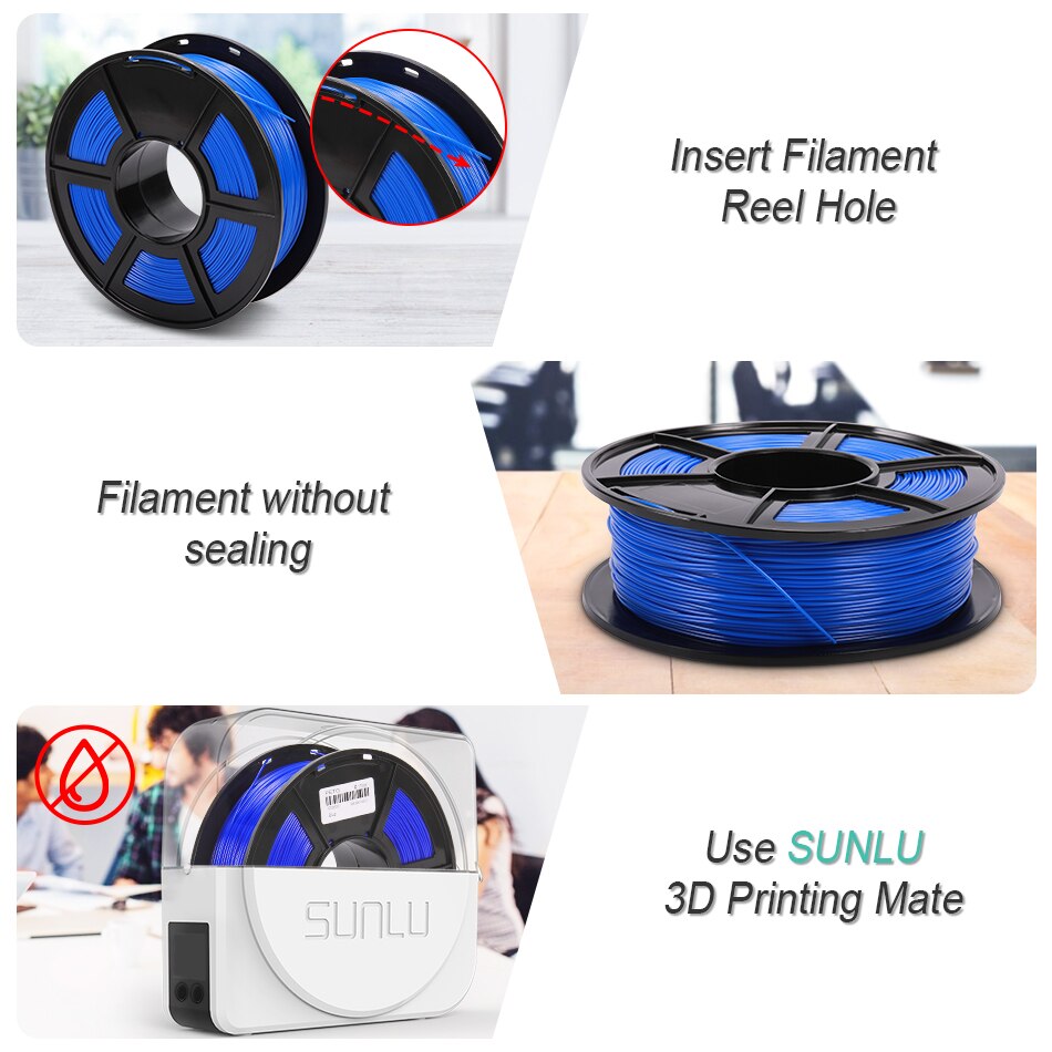 SUNLU – Filament pour imprimante 3D, translucide, PETG 1.75, 1KG, avec bobine, rapide