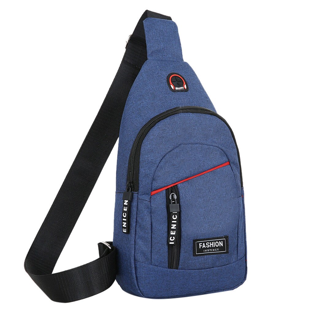 Waist Bag USB Charging Messenger Bag Waterproof Chest Bag Oxford Shoulder Strap Bag Грудная сумка Сумка на плечо: Blue