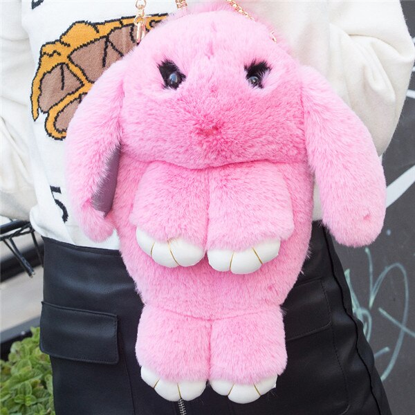 Mode Vrouwelijke Konijn Tas Imitatie Bont Messenger Portemonnee Portemonnee Keten Schoudertas Dames Handtas: Pink