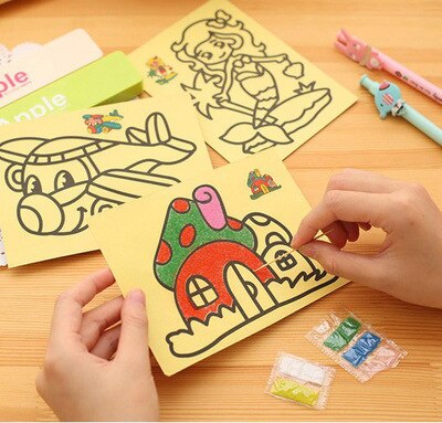 1/5 Pcs Kids Diy Kleur Zand Schilderen Art Creatieve Tekening Speelgoed Zand Papier Kunst Ambachten Speelgoed Voor Kinderen