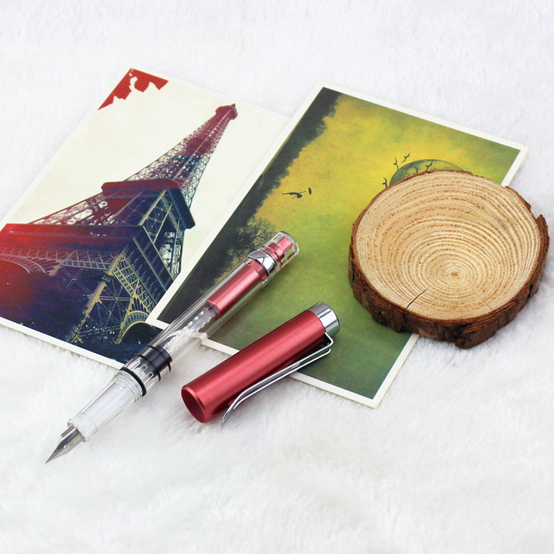 WING SUNG 3008 0.5mm Transparent Fountain Pen 9 Color Pick Fountain Pens Writing Portable Caneta Office School Supplies: R / 0.38mm