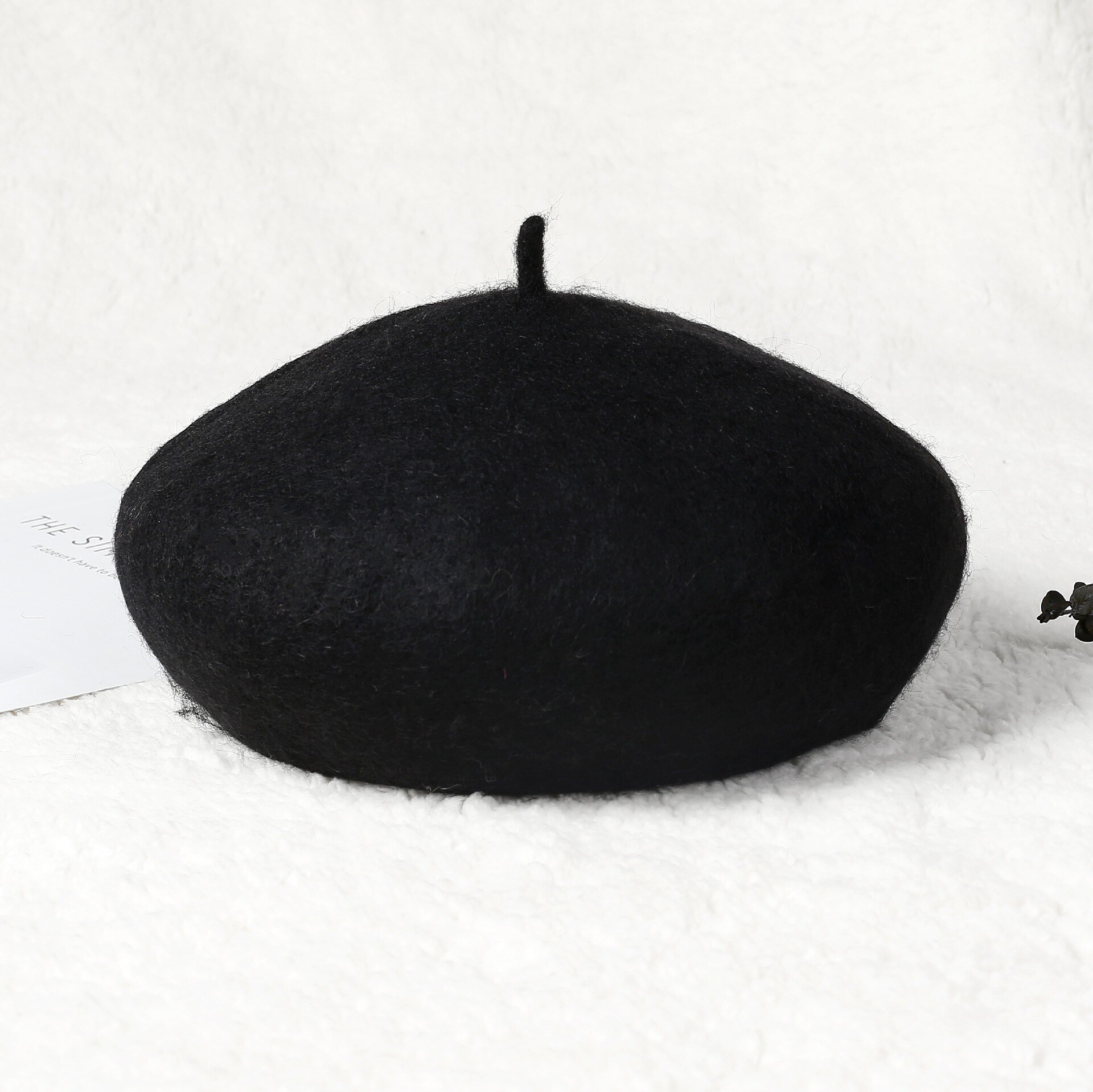Neue frauen warme herbst und Winter wolle solide Mütze wolle Wolle Hütte retro schlicht Baskenmütze elegante frauen Winter Hütte Femme kappe: Schwarz