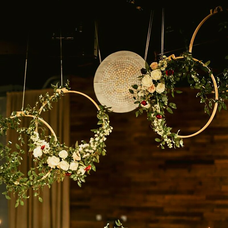 10-40cm Holz & Eisen goldene Kranz garland Hochzeit dekoration Baby dusche Floral kranz Braut hoop Home garten party blume decor
