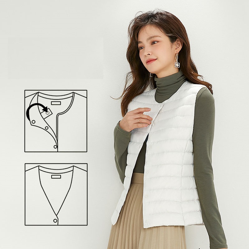 NewBang 90% Matt Fabric Women's Warm Vests Ultra Light Down Vest Women Waistcoat Lightweight Warm Sleeveless Winter Liner: M / WHITE