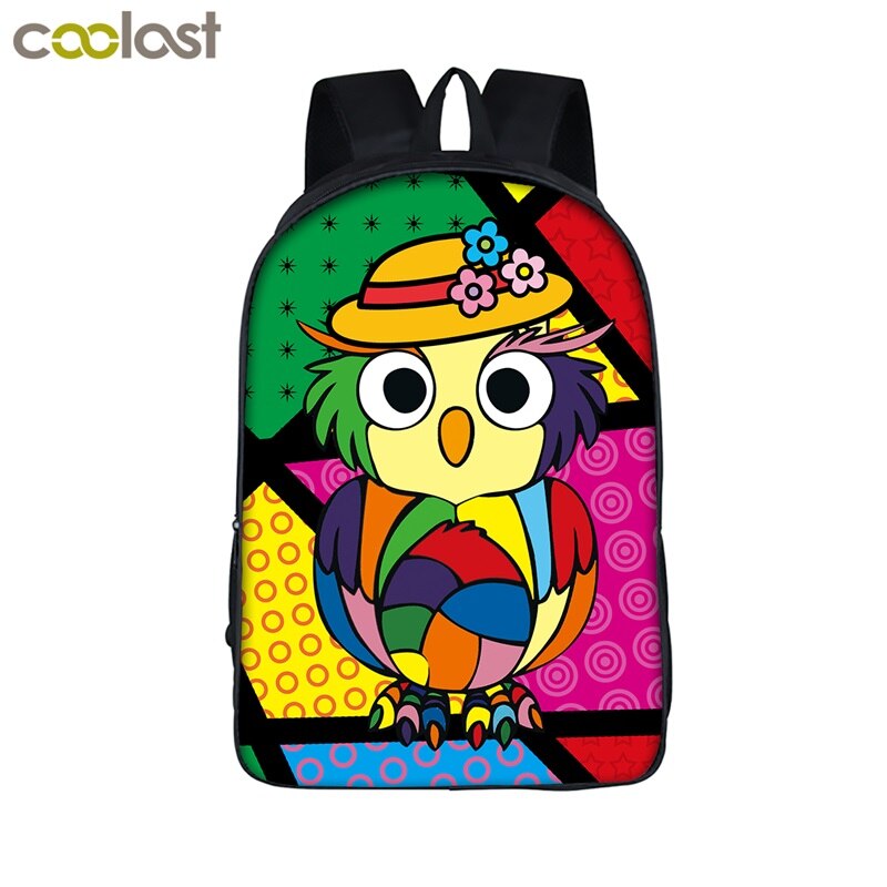 16 inch Cartoon Owl Student Backpack Cute Animal Print School Bag For Teenager Women Men Laptop Backpack Boys Girls Travel Bags: A16 MTY06