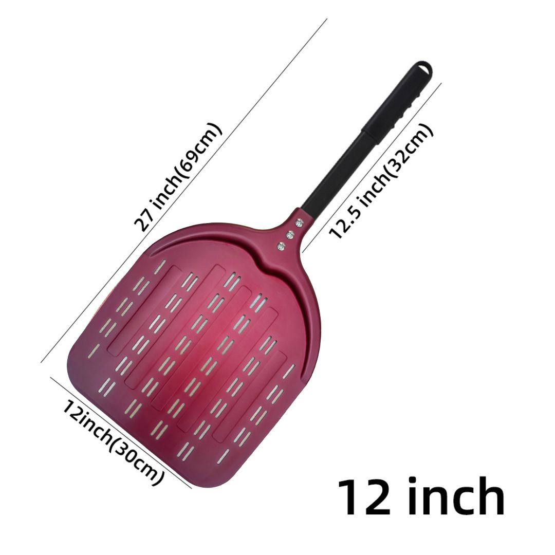 12 13 14 & 7 Inch Pizza Schil Lange Steel Draaien Peddel Aluminium Pizza Turner Bakken Tool Geperforeerde Keuken accessoires: Clear