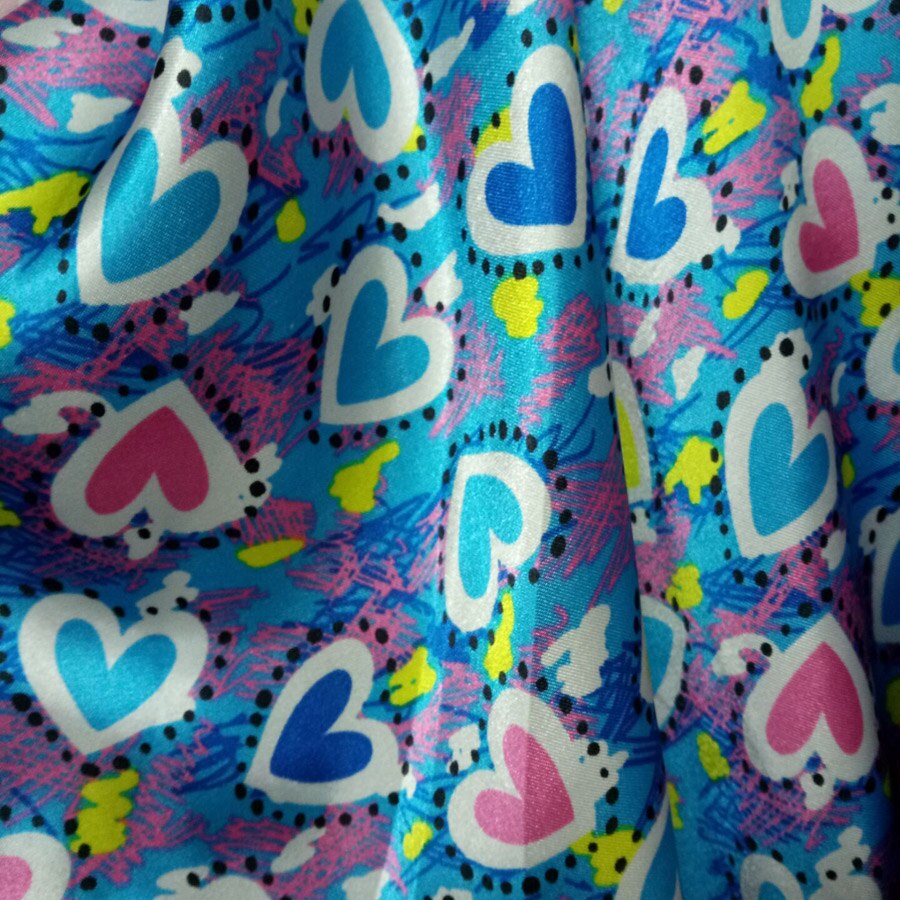 Dekoration blankt stof dejligt hjerte trykt charmeuse stof polyester tilda håndværk tørklæde bånd materiale satin stoffer