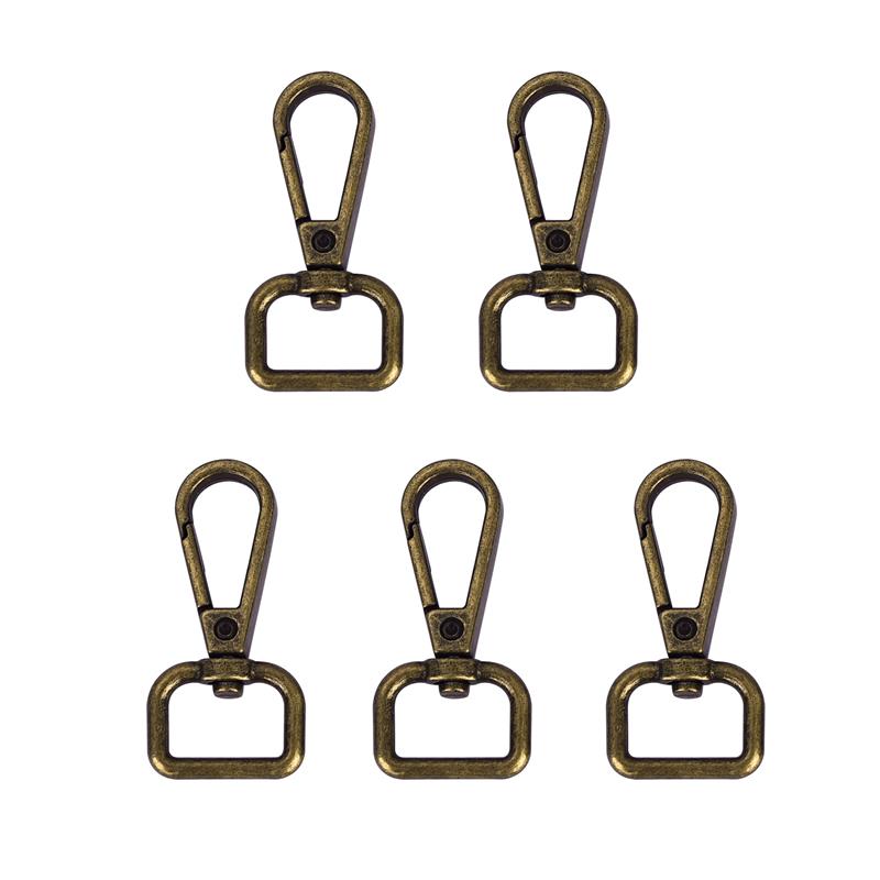 5 uds cierres giratorios aleación Metal cordón ganchos a presión Clip gancho para llavero bolsa llaveros fabricación de joyería artesanía accesorios de costura: 4 # / Plata antigua