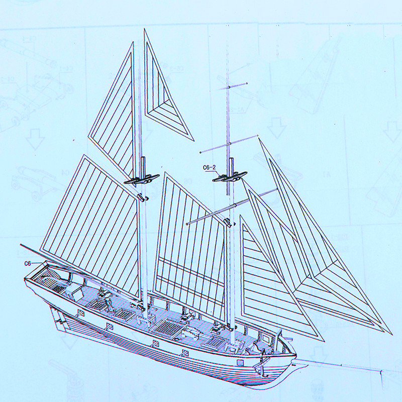 1:100 Wooden Kit DIY Assembling Building Kits Ship Model Wooden Sailboat Toy Sailing Model Assembled