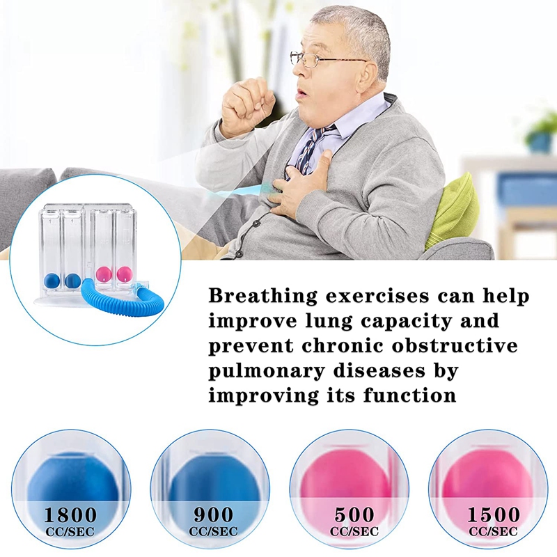 Top Diepe Ademhaling Lung Exerciser Vier Bal Volumetrische Inspiratoire Exerciser Abdominale Diepe Ademhaling Breathing Uitoefenaar