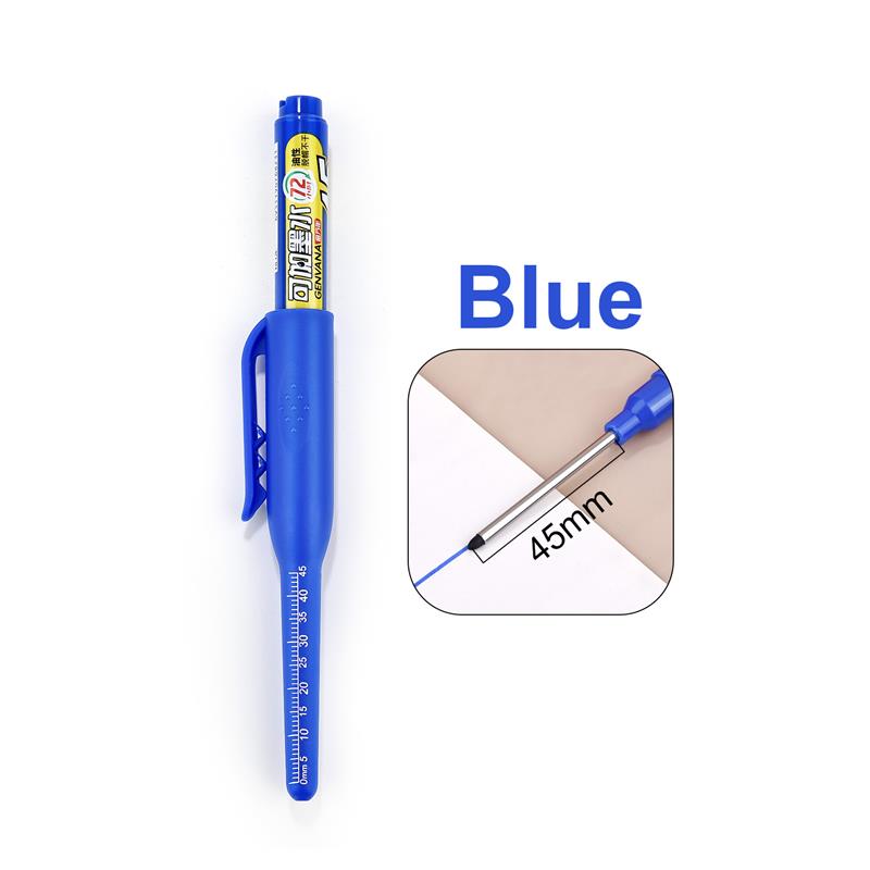Rotuladores de Agujero profundo a prueba de agua de 45mm, bolígrafo de carpintero con cabeza de punta larga, tinta negra/azul/roja para herramientas manuales multiusos para carpintería: Gris claro