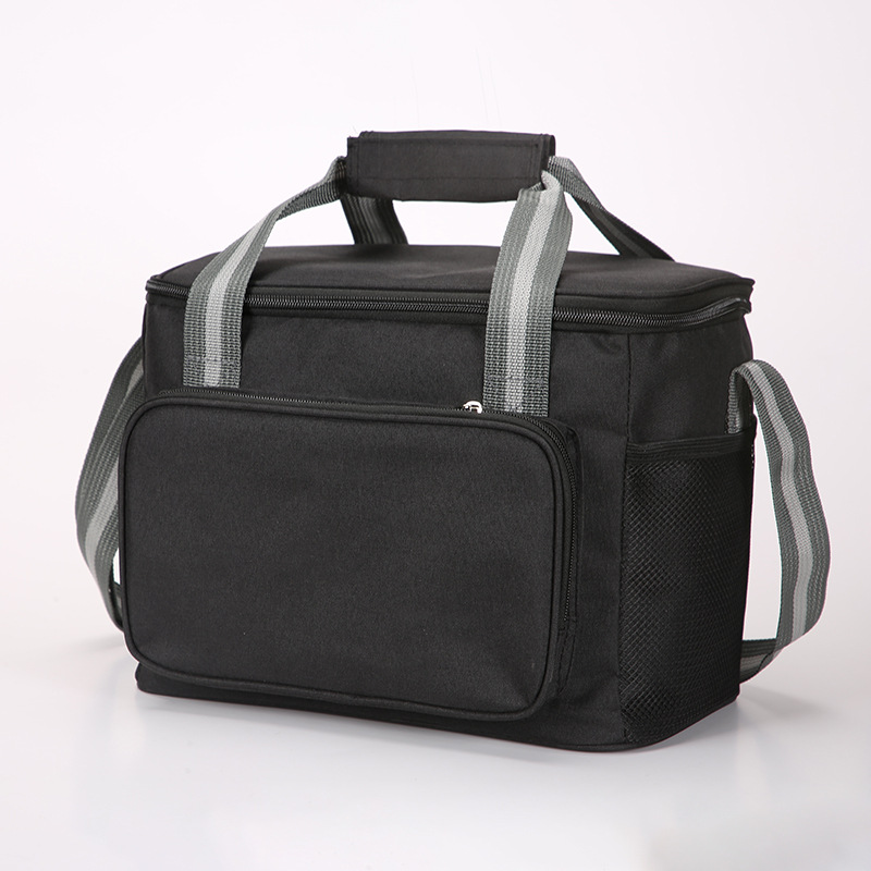 Sac à main isotherme pour pique-nique, capacité étanche de 15l, boîte à déjeuner, sac à main pour voyage, glacière Portable, sacs alimentaires pour hommes, femmes et enfants: Black