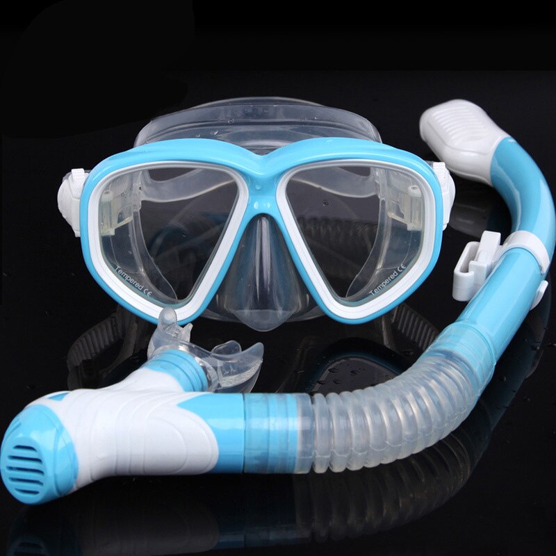 2pcs Diving Mask Dry Breathing Tube Set Snorkeling Diving Goggles Tube Kit MVI-ing: sky-blue
