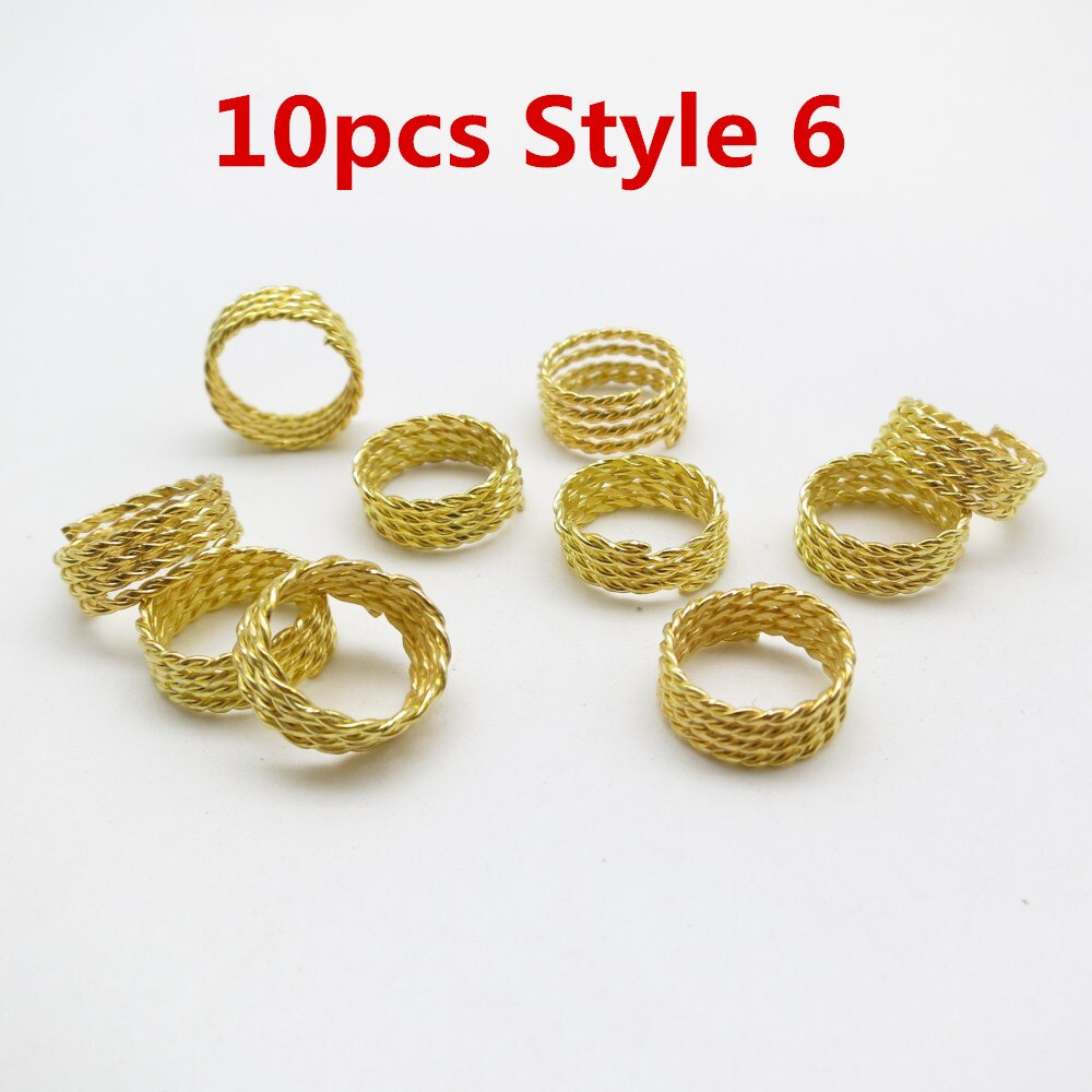 Mèches spirales dorées/argentées 5 pièces/10 pièces | Tresses tubulaires de perles, dreadlock, clips pour hommes femmes, accessoires breloques: 10pcs Style 6
