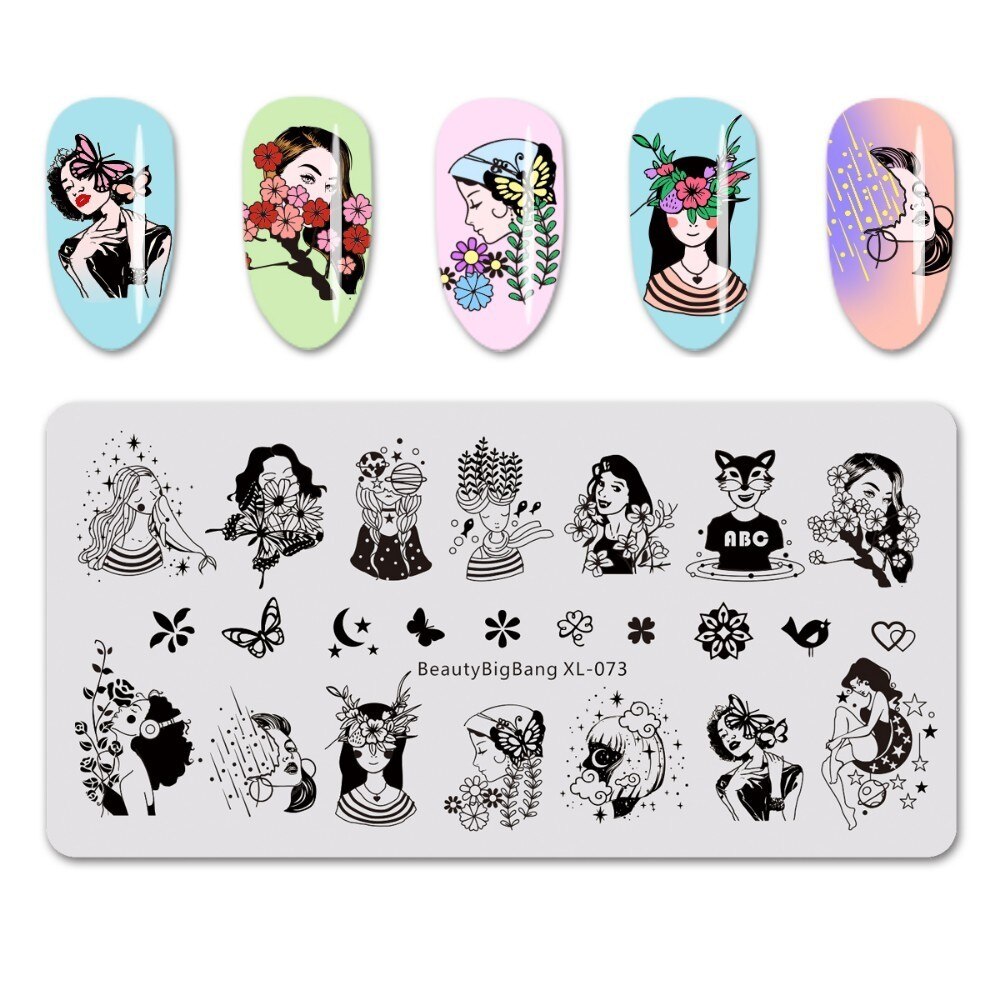 Beautybigbang alla hjärtans dag nagelstämpling tallrikar kärlek hjärta blommor stämpling för naglar diy nail art mall bbb xl -046: 73