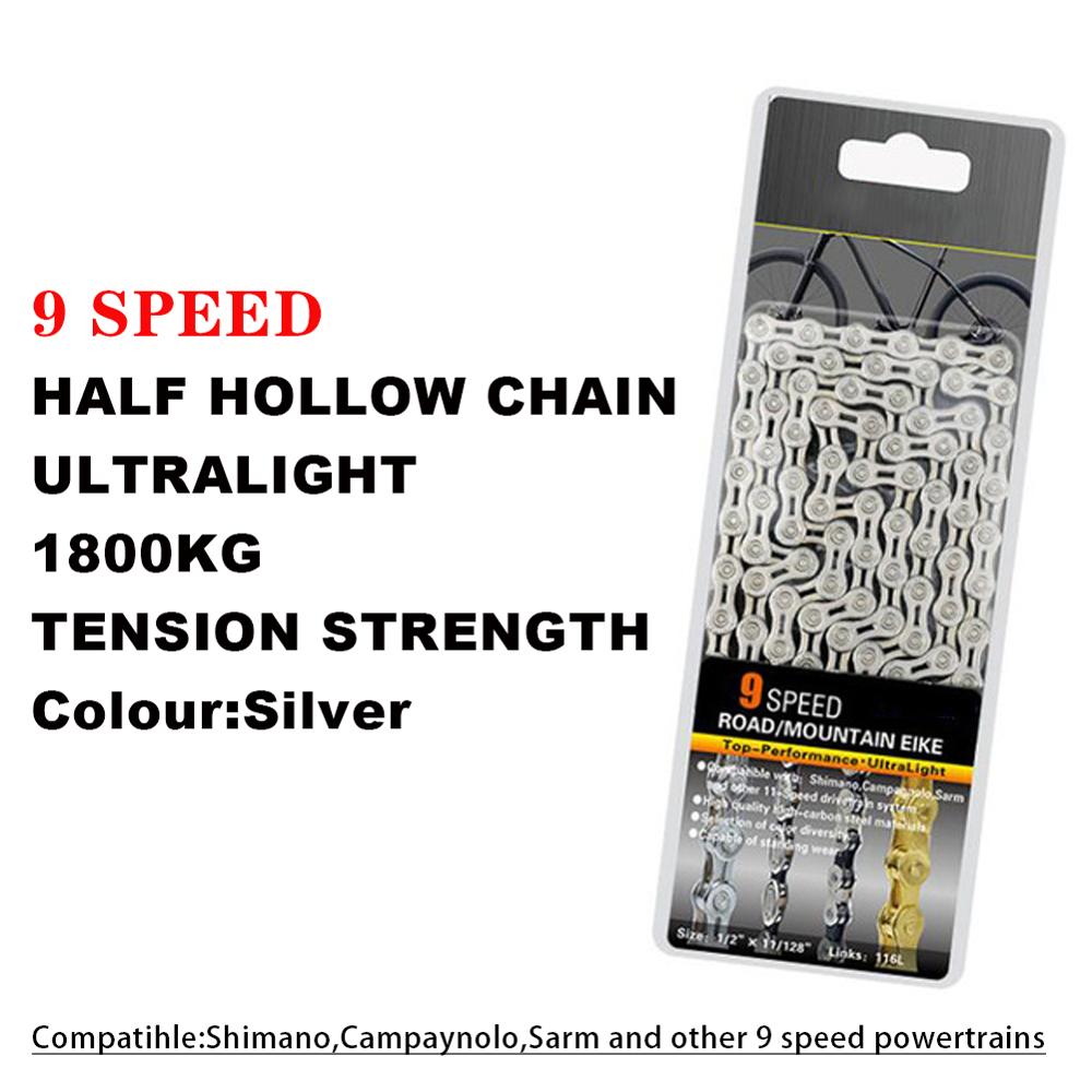 Bicycle Chains 9 10 Speed Velocidade Titanium Plated Ti Gold Silver Mountain Road Bike MTB Chain Part Cycling