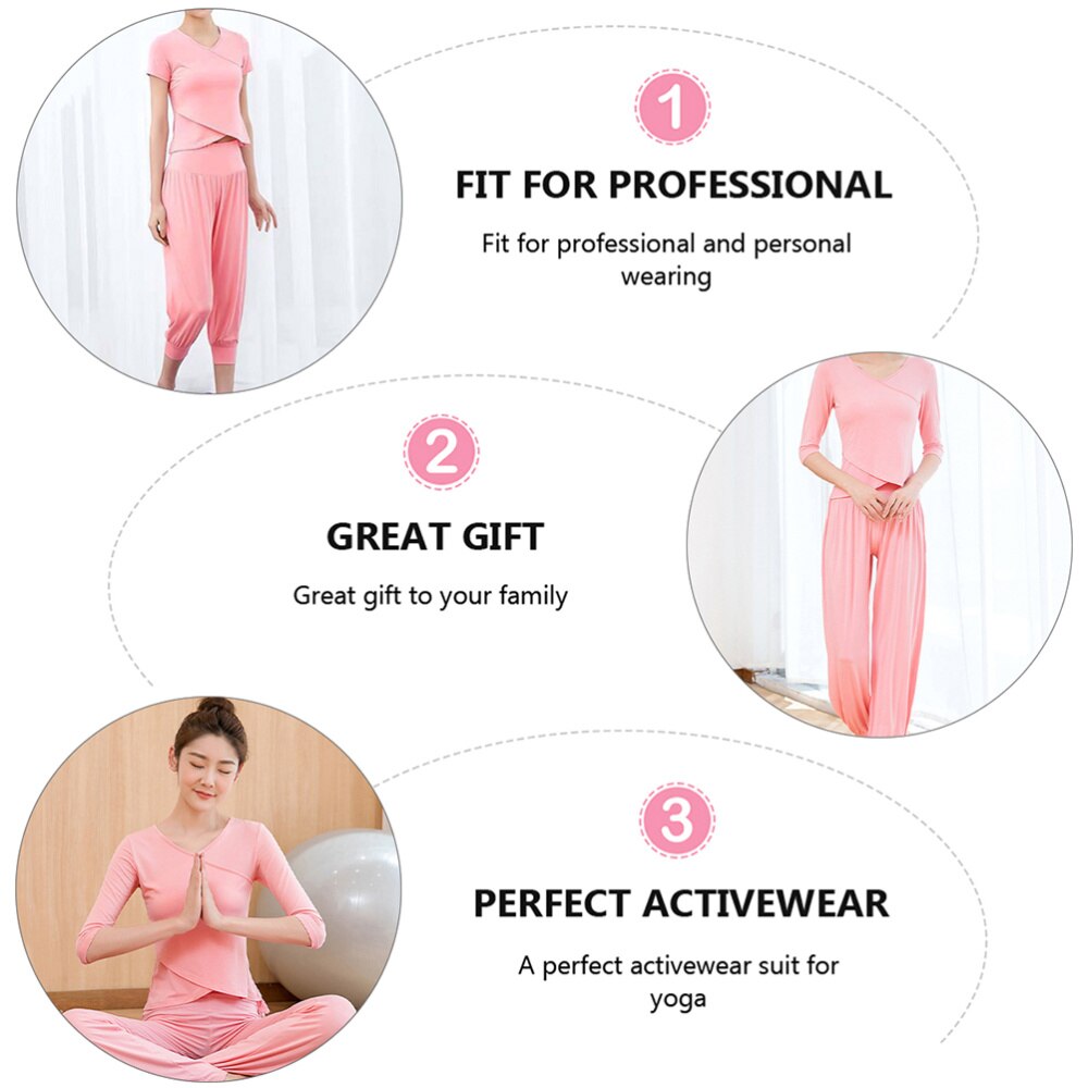 1 Set Loose Yoga Outfits Chic Fine Activewear Fitness T-shirt Pants Half Sleeve Clothes Workout Kit