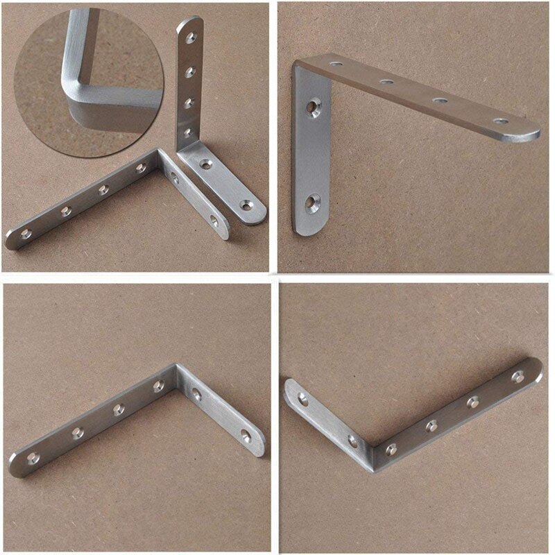 4 Pieces of 150X100MM Heavy-Duty "L"-Shaped Decorative Joint Corner Shelf Shelf Wall-Mounted Bracket with Screws