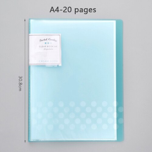 A4 multi-layer folder test paper storage school office supplies information book finishing paper files folder for documents: Blue-20 pages