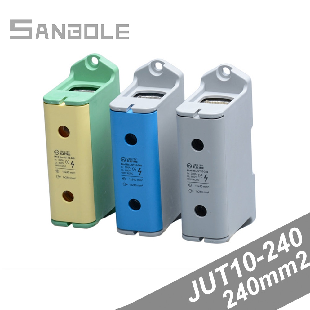 240mm2 Elektrische Lärm-schiene Montage Terminal Block Kupfer 1P Rechteck AC/DC in Einem Aus Schraube hervorstehen10-240