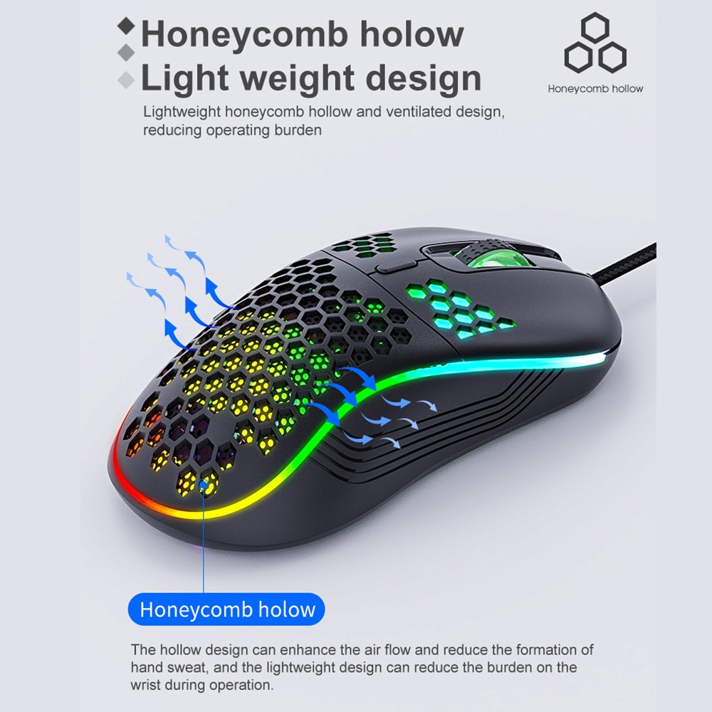 Przewodowa mysz do gier USB Mysz mechaniczna USB Luminous Light Mouse 7200DPI Regulowane optyczne myszy dla graczy do gier komputerowych