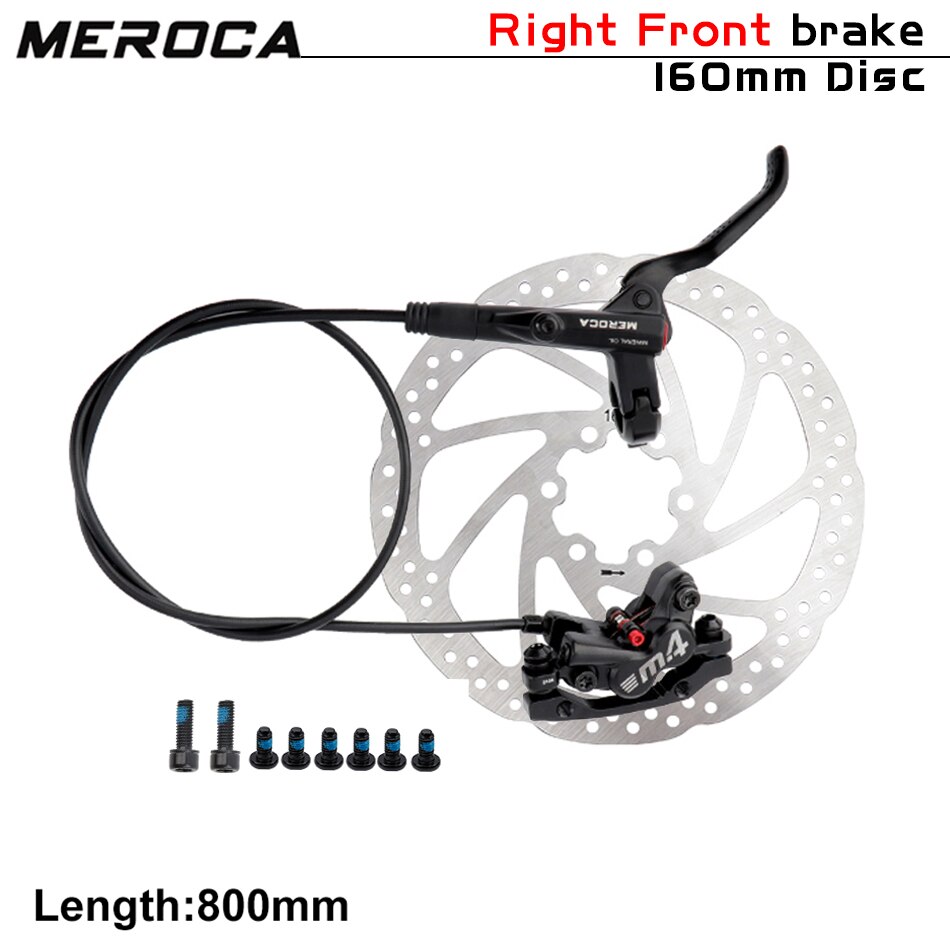 Mountain Bike Disc Brake Set 4 Pistons MTB Hydraulic Brakes 800/1400mm Four Pistons Oil Pressure Calipers For AM Enduro E4 ZEE: Right Front 160mm
