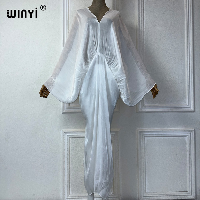 WINYI summer Pearlescent sexy perspective dress maxi beach dress Female Vestidos Party Evening Dress: army green
