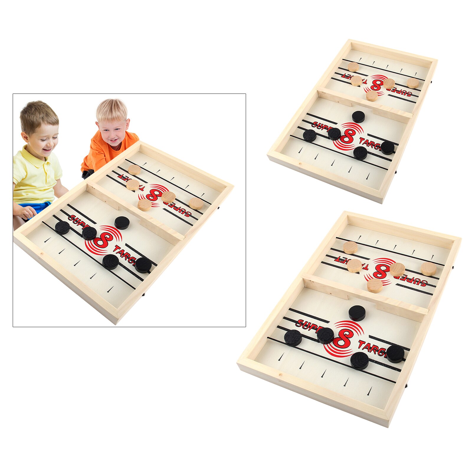 HOLZ TISCH 2 in 1 Schlinge PUCK SPIEL BRETTSPIEL FAMILIE HAUSE Sport SPIELZEUG