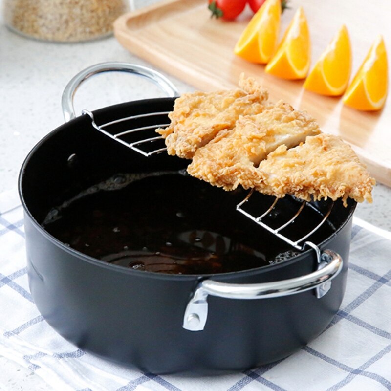Tempura Frying Pot Japanese Style Deep Fryer Convenient Frying Pots with Oil Filter Rack Multi-Function Fryer Non-Stick Pot Kitc