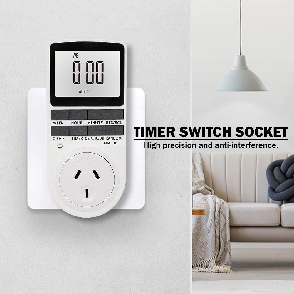 Digital timerbrytare uttag 240v programmerbara tidsuttag au-kontakt inomhus tidsinställd strömbrytare lcd-skärm för hushållskök