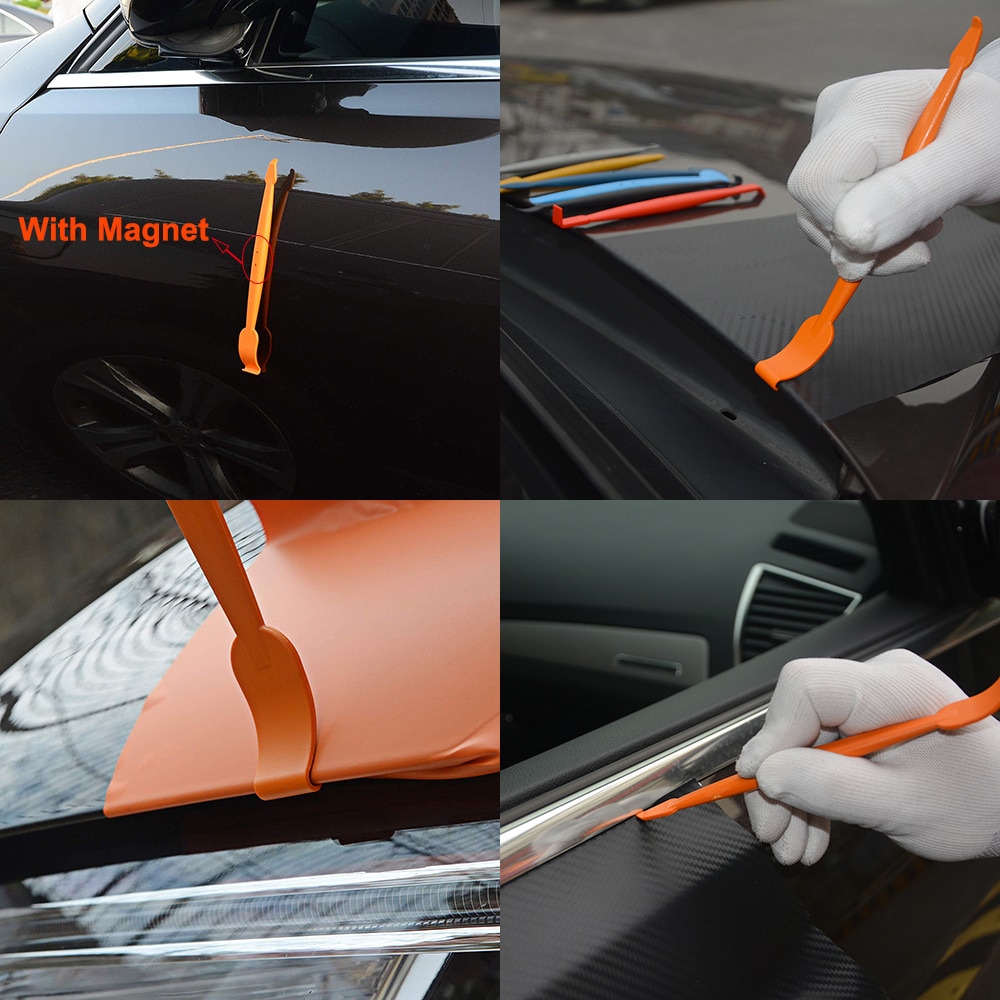 Ehdis 5 stuks koolstofvezel vinyl wrap autogereedschap auto-accessoires folie stickers micro magneet stick wisser schraper raamfolie gereedschap