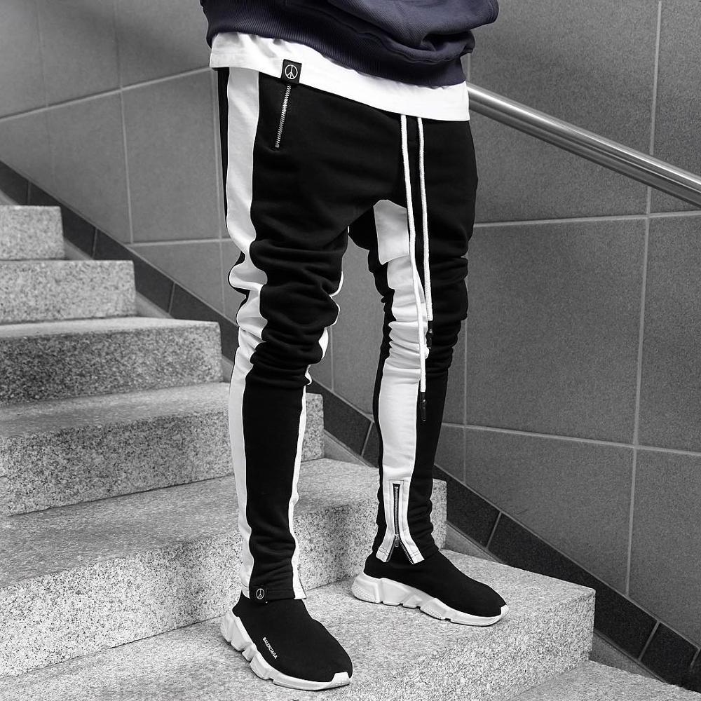 Modieuze Mannen Jogging Broek Ritsvak Casual Broek Fitness Mannen Sportkleding Stiksels Bodems Strakke Sport Broek Broek