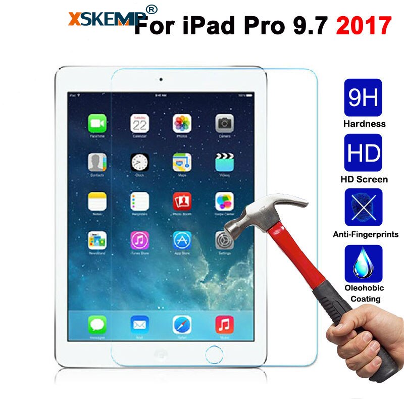 Xskemp 9h ægte hærdet glas til apple ipad mini 2 3 4 skærmbeskytter hårdt cover til ipad pro 10.5 9.7 beskyttelsesfilm: Lilla
