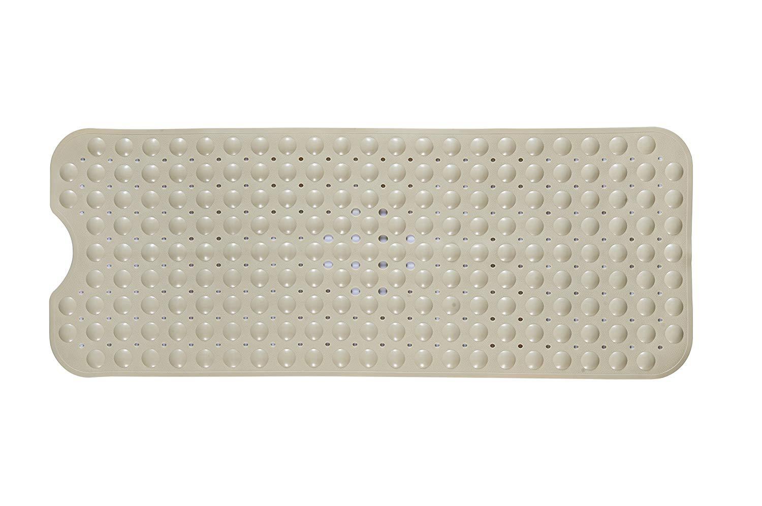 40*100cm Mat Bathtub Bath Mat PVC Large Bathtub Safety Shower Non-slip Bath Mats With Suction Cups Floor Mat: Beige (light yellow)